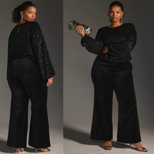 Anthropologie The Naomi Velvet Trousers 26W black